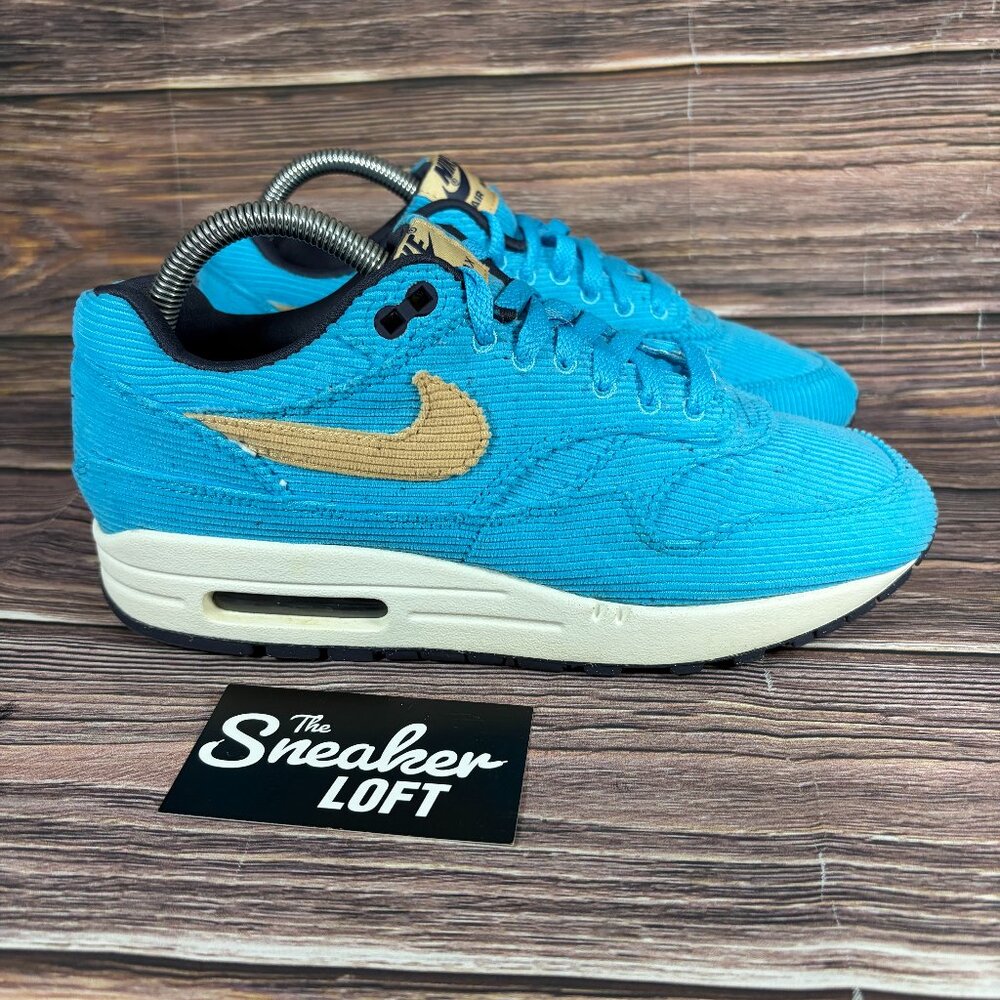 Nike Air Max 1 Corduroy Women's Baltic‎ Blue Casual Lace Up Sneakers Size 9